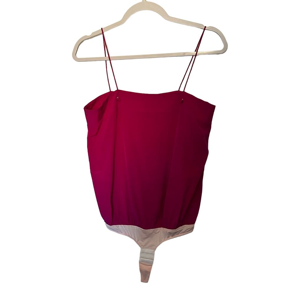 Tuxe 100% Silk Bodysuit Sz S Hot Pink Y2K Party Ballet Quiet Luxury Minimalist